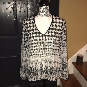 Dex Blouse  - Rayon & Leather, Mixed Media NWT